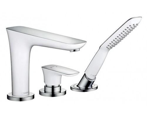 Смеситель для ванны Hansgrohe PuraVida, белый/хром, 3 отверстия, 15432400