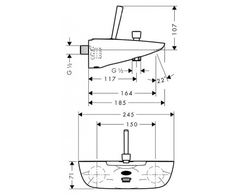 Смеситель для ванны Hansgrohe PuraVida 15472400