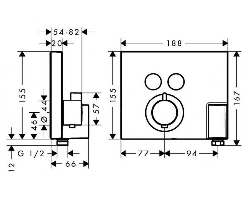 Панель скрытого смесителя с термостатом Hansgrohe Select, 15765000
