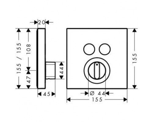 Смеситель скрытого монтажа Hansgrohe ShowerSelect, 2 потребителя, 15768000