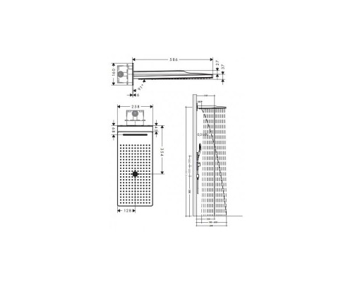 Верхний душ, Тропический душ со стены Hansgrohe Rainmaker Select 580, 3jet, 58x26 см, 24001400