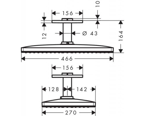 Тропический Верхний душ Hansgrohe Rainmaker Select 460, 1jet, потолочный, 24002400