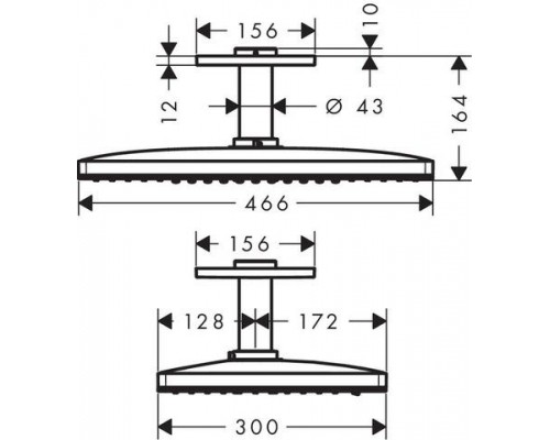 Верхний душ Hansgrohe Rainmaker Select 460, 2jet, потолочный, 24004400