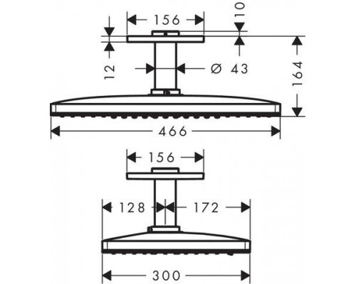 Верхний душ Hansgrohe Rainmaker Select 460, 2jet, потолочный, 24004600
