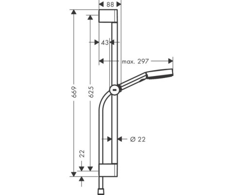 Душевая стойка Hansgrohe Pulsify Relaxation 105, 3jet, штанга 65 см, хром, 24160000