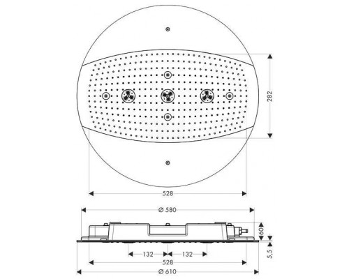 Верхний душ Hansgrohe Raindance E 600, 3jet, с подсветкой, 26117000
