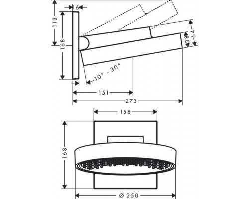 Верхний душ Hansgrohe Rainfinity 250, 1 jet, 26226700
