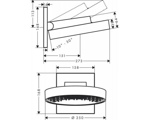 Верхний душ hansgrohe Rainfinity 250 1jet EcoSmart с настенным креплением 26227700, матовый белый. Артикул: 26227700.