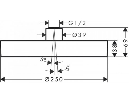 Верхний душ Hansgrohe Rainfinity 250, 1 jet, EcoSmart, 26229000