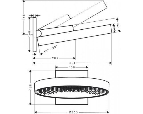Верхний душ Hansgrohe Rainfinity 360, 1 jet, 26230700