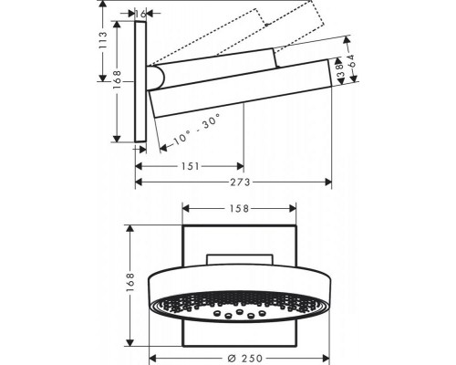 Верхний душ Hansgrohe Rainfinity 250, 3je, 26232700