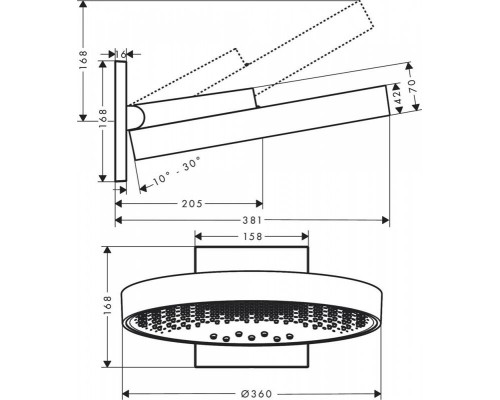 Верхний душ Hansgrohe Rainfinity 360, 3jet, 26234700