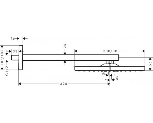 Верхний душ Hansgrohe Raindance E 300, 1jet, с держателем, 26238000