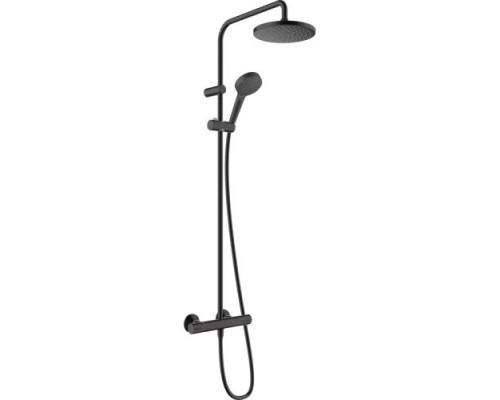 Душевая система с термостатом Hansgrohe Vernis Blend Showerpipe 200, матовый черный, 26276670