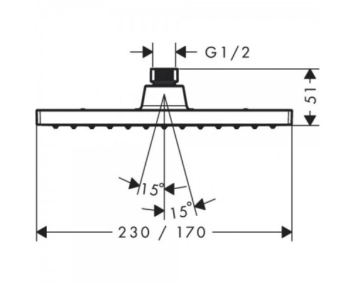 Верхний душ Hansgrohe Vernis Shape 230, 1jet, матовый черный, 26281670