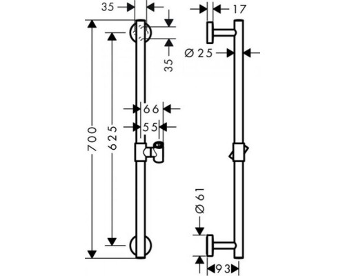 Штанга для душа Hansgrohe Unica Comfort 0,65 м, 26401000