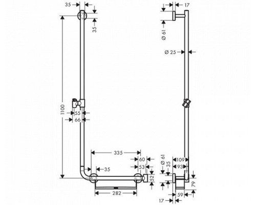 Душевая штанга Hansgrohe Unica Comfort 110 см, левосторонняя, 26403400