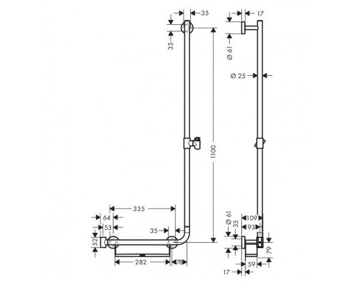 Душевая штанга Hansgrohe Unica Comfort 110 см, правосторонняя, 26404400