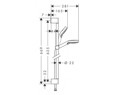 Душевой набор Hansgrohe Crometta Vario, EcoSmart, штанга 65 см, 26534400