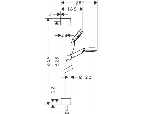 Душевой набор Hansgrohe Crometta, 1jet, EcoSmart, штанга 65 см, 26535400