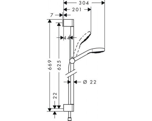Душевой набор Hansgrohe Croma Select S, 1jet, штанга 65 см, 26564400