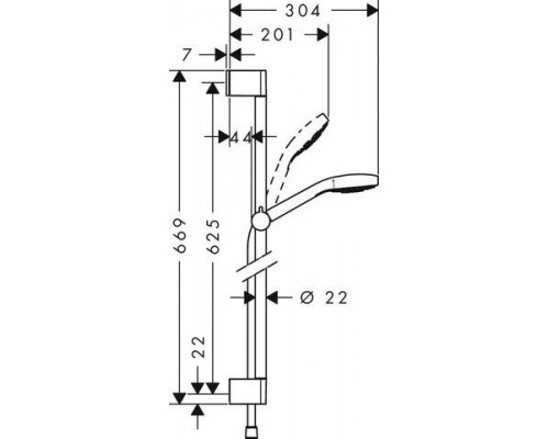 Душевой набор Hansgrohe Croma Select S, 1jet, EcoSmart, штанга 65 см, 26565400