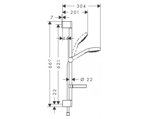 Душевой набор Hansgrohe Croma Select S Vario, штанга 65 см, 26566400
