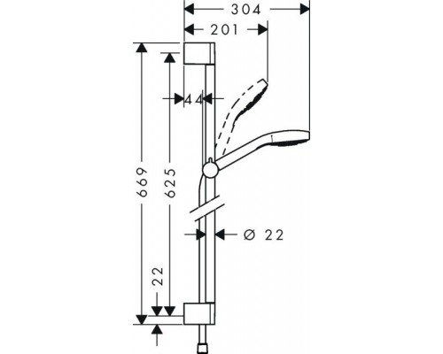 Душевой набор Hansgrohe Croma Select E, 1jet, EcoSmart, штанга 65 см, 26585400