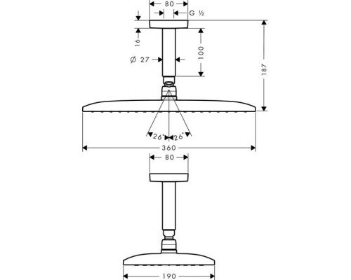Верхний душ Hansgrohe Raindance E 360, 1jet, EcoSmart, 26604000