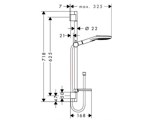 Душевая стойка Hansgrohe Raindance Select Е 120, 3jet, 65 см, 26620000