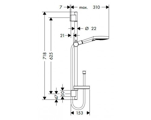 Душевая стойка Hansgrohe Raindance Select S 120, 3jet, 65 см, 26630400