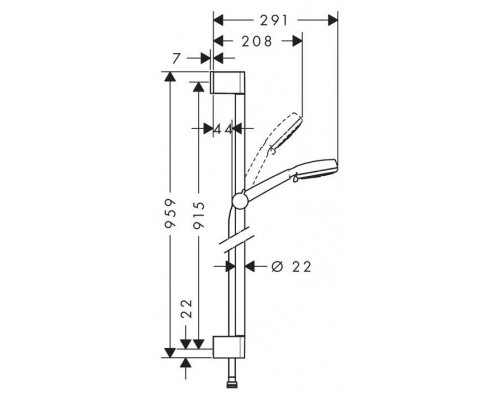 Душевой гарнитур hansgrohe Crometta 100 3jet Multi со штангой 90 см 26656400, белый/хром