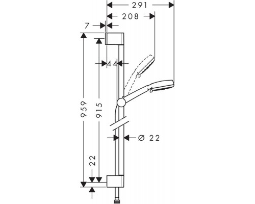 Душевой гарнитур Hansgrohe Crometta 100 Vario 90 см 26657400, белый/хром
