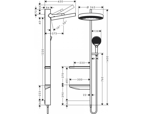 Душевая система Hansgrohe Showerpipe 360, 1 jet, матовый белый, 26842700