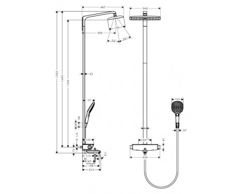 Душевая панель Hansgrohe Raindance Select E Showerpipe 360, 27113400