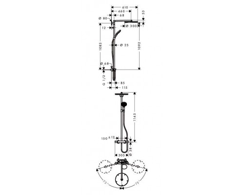 Душевая стойка с термостатом Hansgrohe Raindance Select S Showerpipe 300 (хром) 27114000