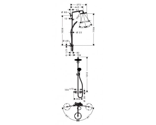 Душевая стойка с термостатом Hansgrohe Raindance Select S Showerpipe 240, 27115000