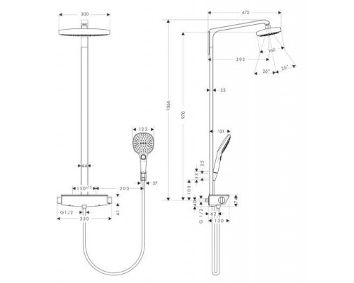 Душевая система Hansgrohe Raindance Select E 300 2jet Showerpipe 27128400