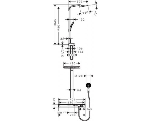 Душевая стойка Hansgrohe Rainmaker Select 420 2jet Showerpipe 27168400