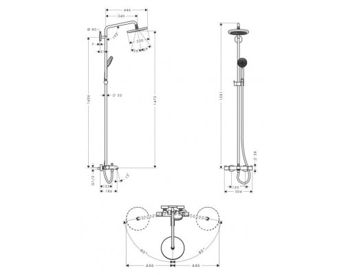 Душевая стойка для ванны Hansgrohe Croma 220 27223000