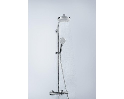 Душевая система 9 л/мин с термостатом Hansgrohe Showerpipe 160 1jet EcoSmart 27265400, белый хром