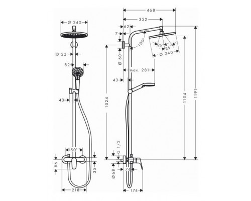 Душевая стойка Crometta S Showerpipe 240 27269000