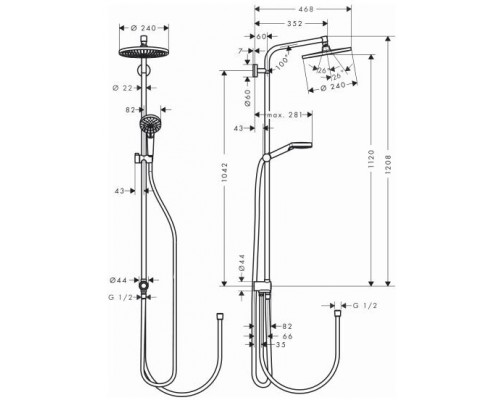 Душевой гарнитур Hansgrohe Crometta S Showerpipe 240 27270000