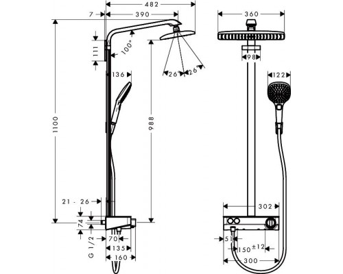 Душевая стойка Hansgrohe Raindance E 27287400 белый/хром