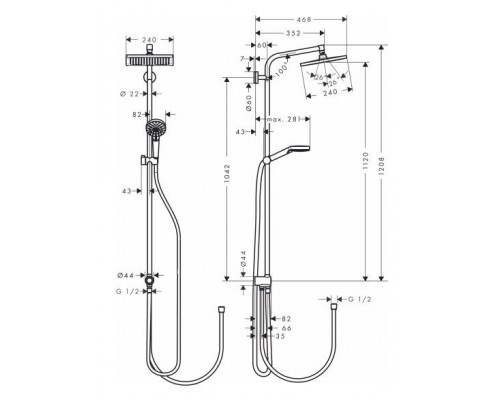 Душевая стойка Hansgrohe Crometta Е 240, 1jet, Ecosmart, 27289000