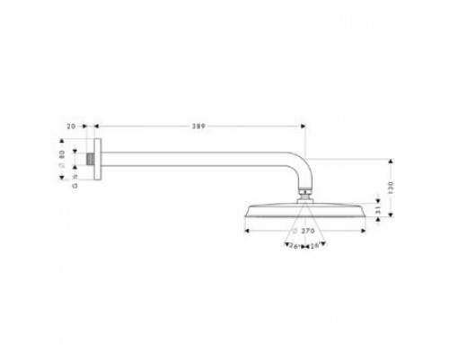 Верхний душ Hansgrohe Raindance Classic 240, держатель, 27424090
