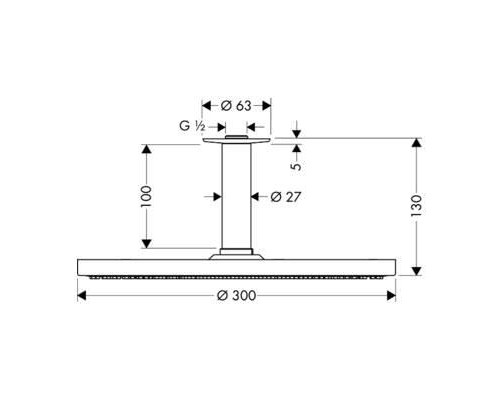 Верхний душ hansgrohe Raindance S 300 1jet с потолочным кронштейном 27494000, хром