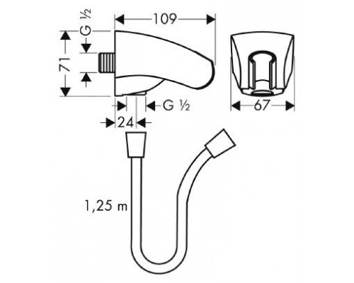 Шланговое подключение Hansgrohe Porter E 27507000 держатель для душа