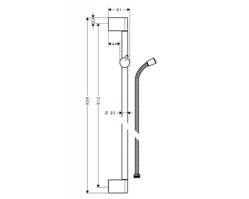 Душевая штанга Hansgrohe Crometta Unica, шланг 90 см, 27614000