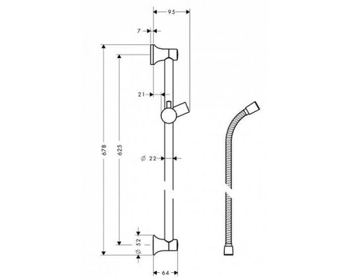 Душевая штанга Hansgrohe Classic Unica, шланг 65 см, 27617000